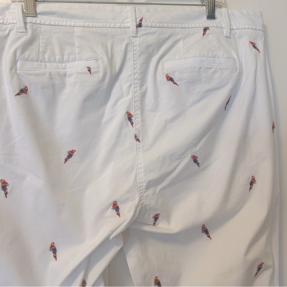 Talbots Pants Parrot Embroidered Relaxed Chino White Cotton Plus Size 16WPetite - Picture 8 of 16